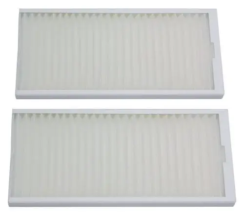Zwei identische Luftfilter in weißem Rahmen mit gerillter Oberfläche, geeignet für Vaillant Systeme.